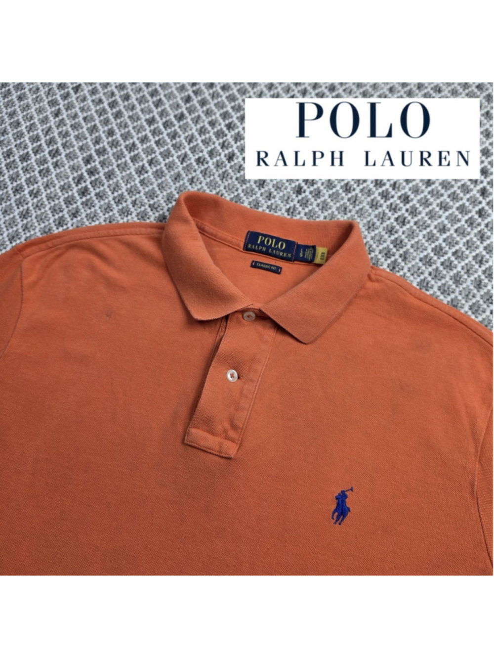 Polo Ralph Lauren Mens L Burnt Orange Polo Shirt Classic Fit Blue Pony Cotton